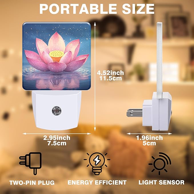 Night Light Pink Lotus Flower Night Lights Plug into Wall Smart Dusk to Dawn - Image 2