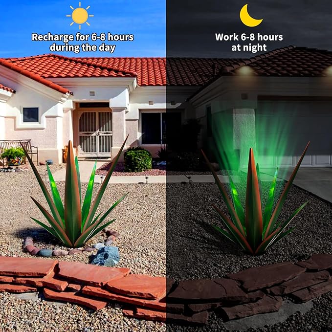 Large Tequila Rustic Sculpture, Rustic Metal Agave Plants - Image 5