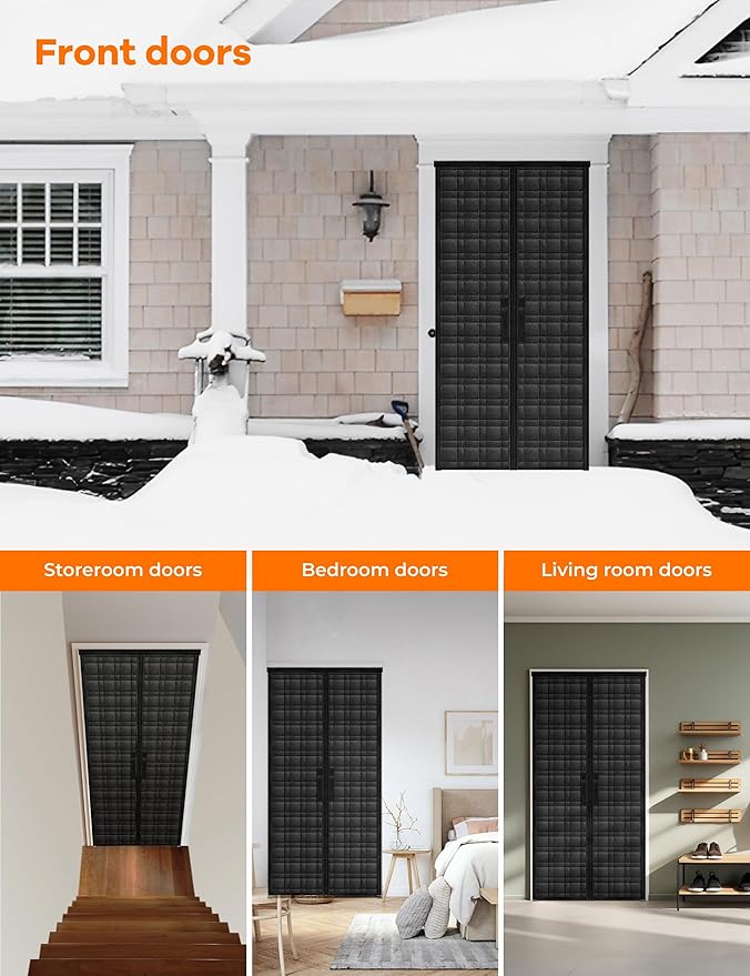 Thermal Door Curtain, Fit Size up to 36 x 82 Inches, Magnetic Insulated Door - Image 4