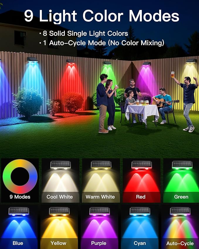Solar Fence Lights Outdoor, 16 Pack IP65 Waterproof Fence Lights Solar Powered - Image 5