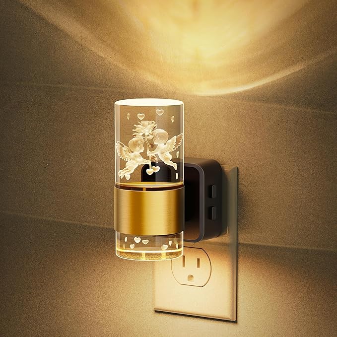JandCase Night Lights Plug into Wall, Angel Night Light, 3000K+RGB 10-Color LED by JandCase