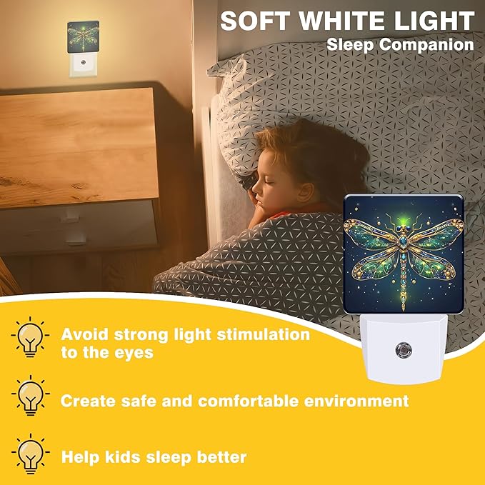 Golden Dragonfly Night Light, Plug-in Nightlight - Image 3