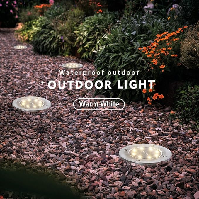 ZGWJ 8 Pack Solar Ground Lights, 8 LED Solar Garden Lights Outdoor Waterproof - Image 9