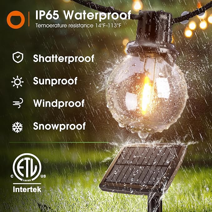 addlon 25FT Solar Powered Outdoor String Lights Waterproof - Image 2