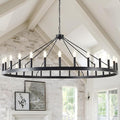 Large black wagon wheel chandelier 64 inch, 30-Light Farmhouse wagon Wheel by ZBMYRBZJ