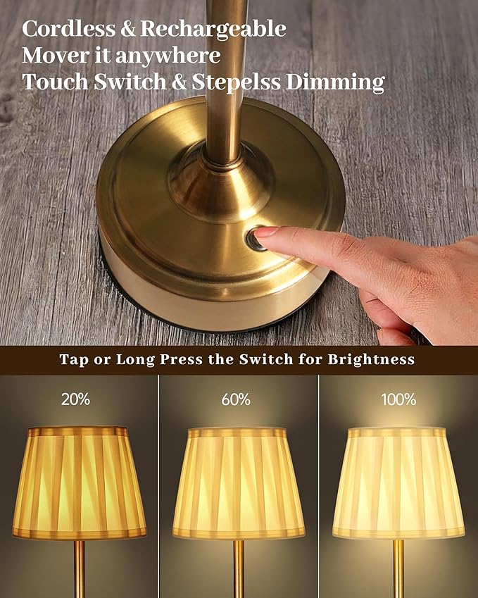 Cordless Battery Operated Table lamp Set of 2, 6000mAh Rechargeable Small - Image 8