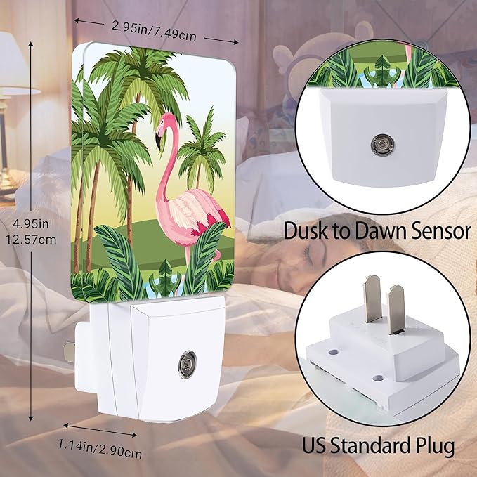 Tropical Flamingo Cartoon Night Light, Dusk to Dawn Smart Sensor Nightlight - Image 2