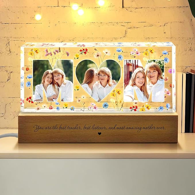 Personalized Mom Photo Collage LED Night Light by Thunala