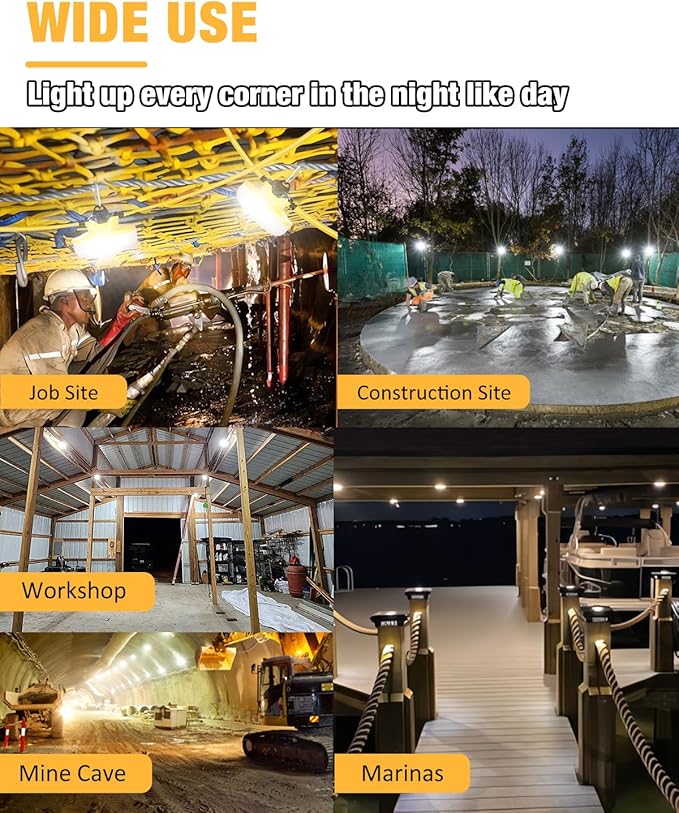 100FT LED Construction String Lights 3 Prong, 130W 16000Lm LED String Work - Image 8