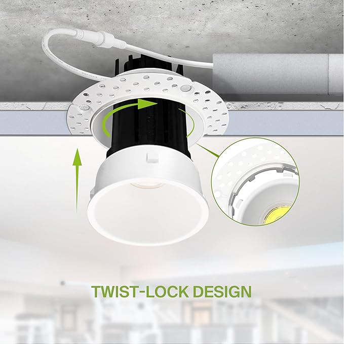 ASD Trimless 1 Inch Recessed LED Lights, 7W 120V Triac Round Commercial - Image 6