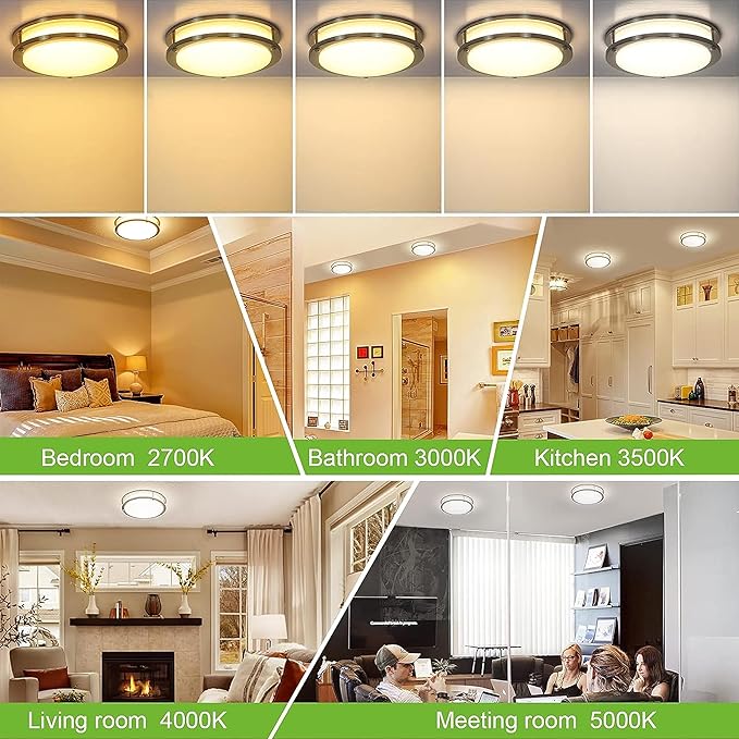13 inch Flush Mount LED Ceiling Light Fixture, 2700K/3000K/3500K/4000K/5000K - Image 8