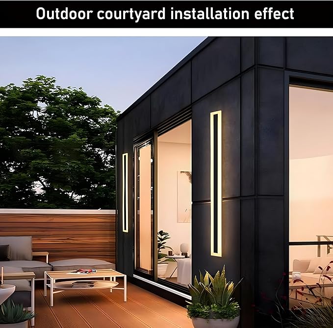 2Pack 31.5inch Long Outdoor Modern LED Wall Light, 24W Waterproof IP65 Warm - Image 2