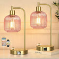 QiMH Industrial Table Lamp for Bedroom Set of 2, Stepless Dimmable Gold Lamps by Qimh