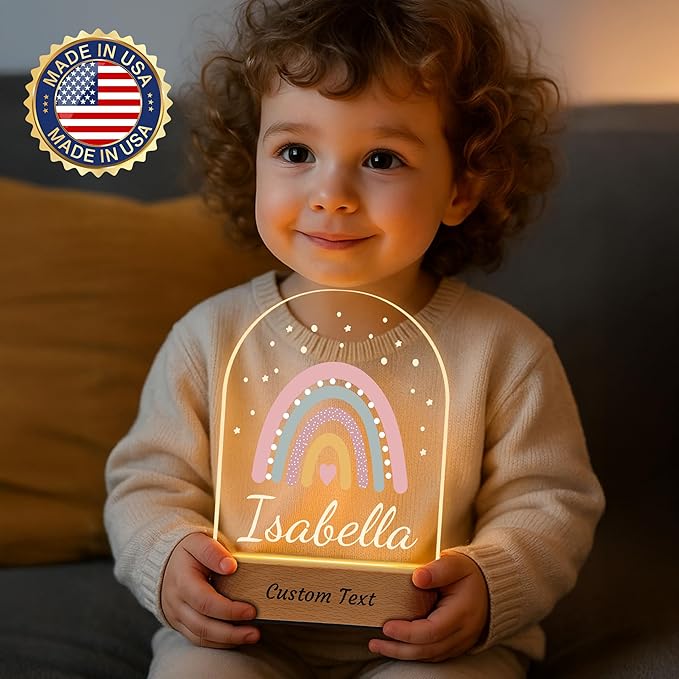 Personalized Baby Gifts Rainbow Night Light, Custom Name LED Acrylic Plaque Lamp - Image 2