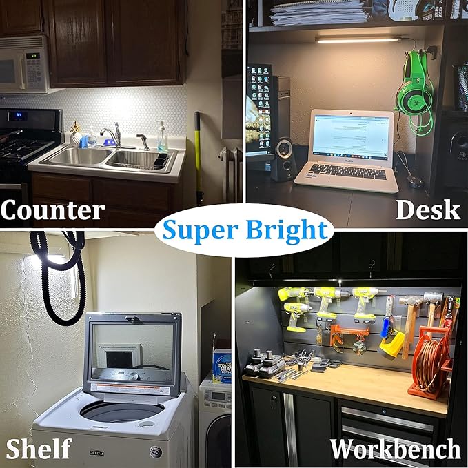 WOBANE Under Counter Lighting, Under Desk Light Bar, Hand Wave Activated - Image 4