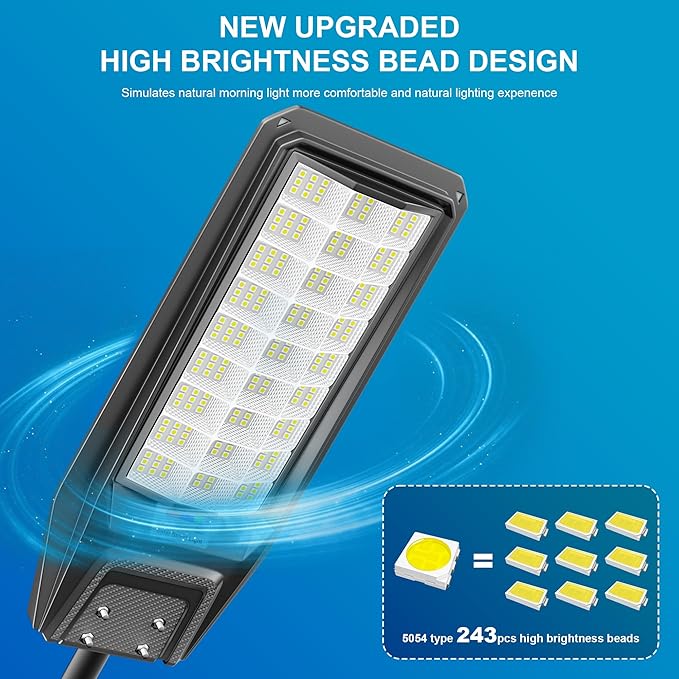 loyoele Solar Street Light Outdoor Waterproof Dusk to Dawn, 9800W Solar Parking - Image 3