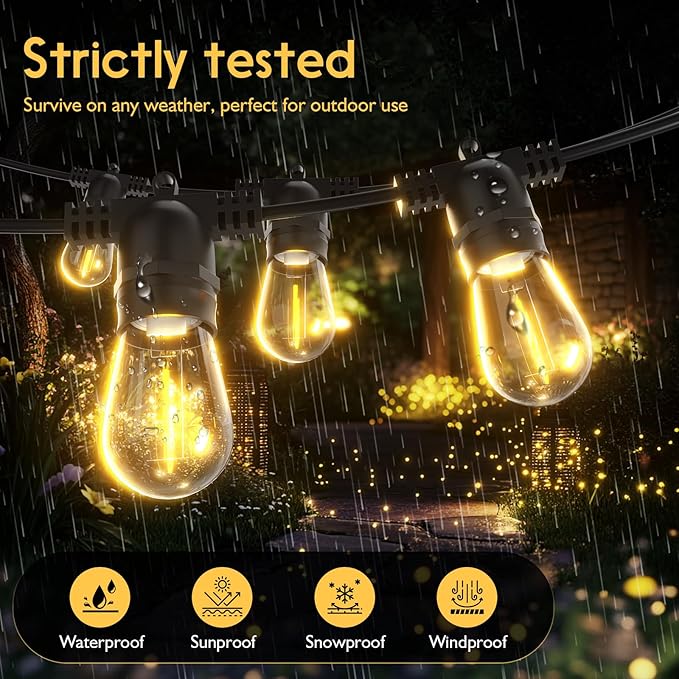 Outdoor String LED Patio Lights - 100Ft 30M Outside Waterproof Light - Image 4