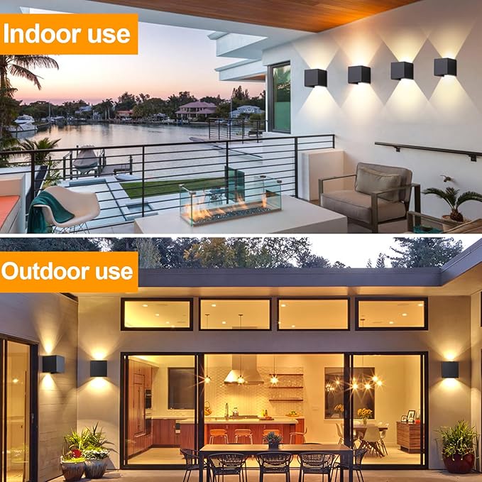 4 Pack Outdoor Wall Sconces Exterior/Interior LED Wall Lights, 4.72"Square - Image 6