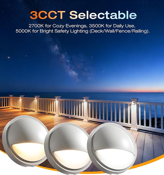 CLOUDY BAY 3CCT Low Voltage LED Deck Lights Outdoor, 2700K/3500K/5000K - Image 5