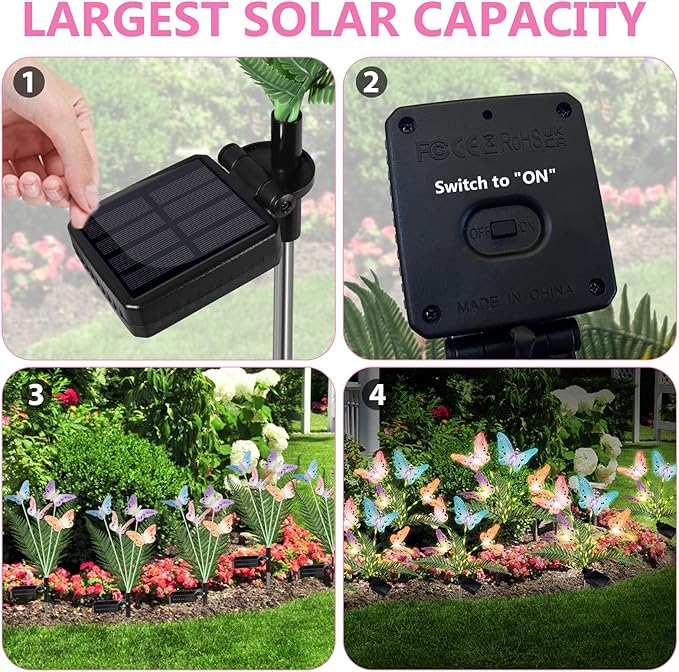 Solar Garden Lights 4 Pack Waterproof Decorative Solar Lights Outdoor - Image 9