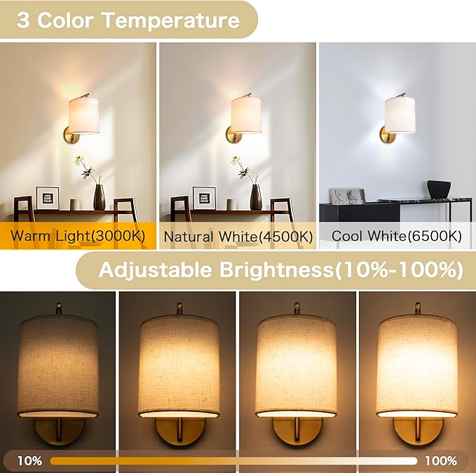 Rechargeable Battery Operated Wall Sconces Set of 2 Wireless Wall Lights - Image 4