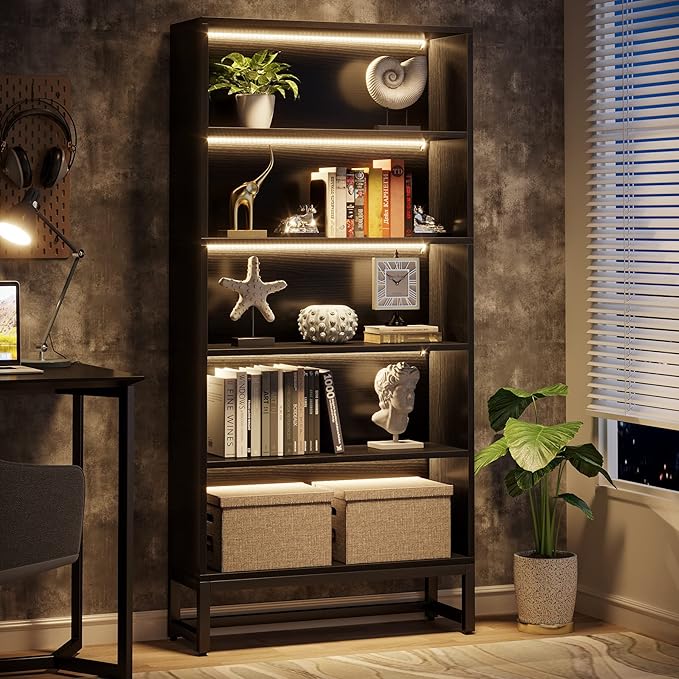 Tribesigns Tall Bookcase Black Bookshelf, 70.8” Large Bookcases Organizer by Tribesigns