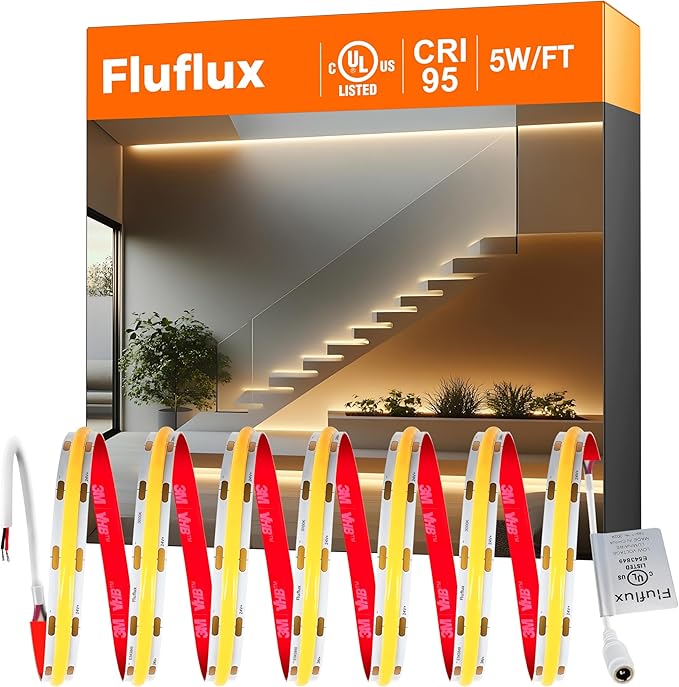 COB LED Strip Lights 3000K, 24V DC LED Tape Light by FlufluxDirect