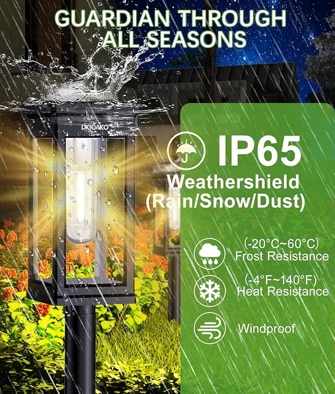 Solar Pathway Lights, 8 Pack Solar Lights Outdoor Waterproof IP65, Auto On/Off - Image 6