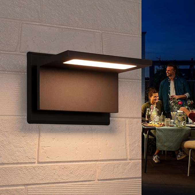 Wall Light Outdoor LED Wall Mount Lamp Black Modern Wall Mount Sconce Lantern by Inowel