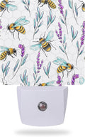 Night Light With Bees and Lavender Flowers by AOWULA