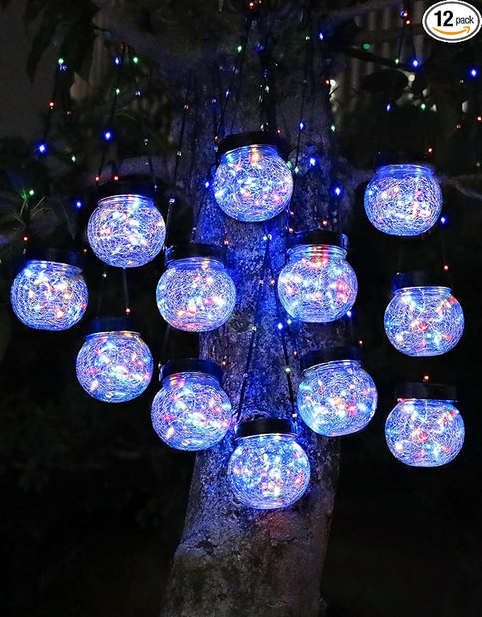 PARTPHONER Solar Lights Outdoor Waterproof 12-Pack, Solar Powered Hanging by PARTPHONER