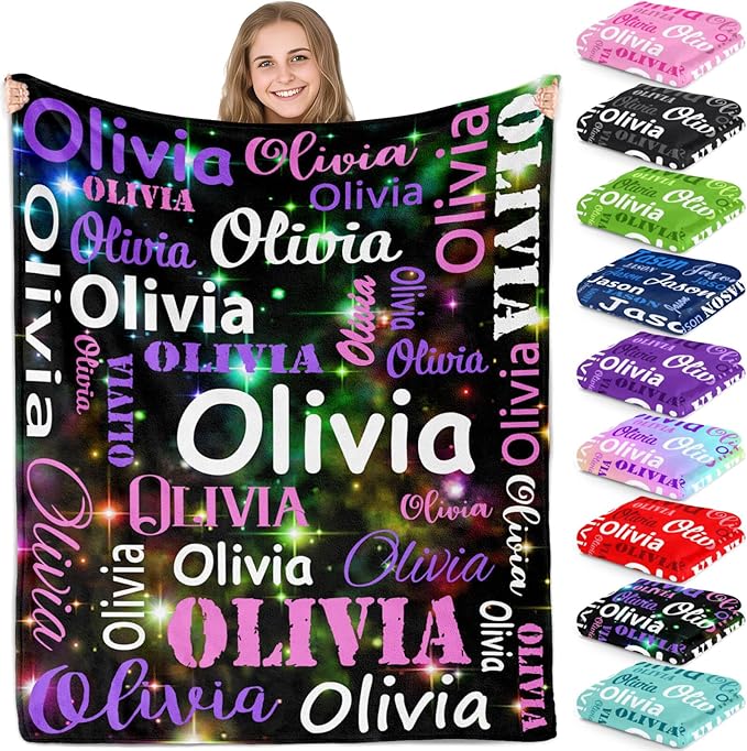 Gudina Personalized Name Blankets and Throws, Customized Name Blanket by Gudina