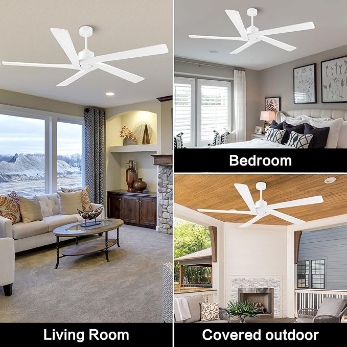 WINGBO 54 Inch DC Ceiling Fan without Lights, 5 Reversible Carved Solid Wood - Image 7