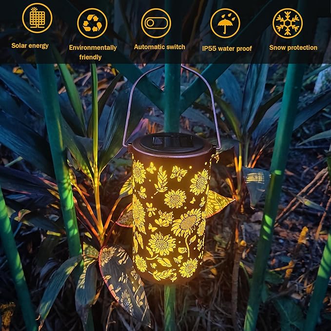 2Pack Sunflower Solar Lanterns Outdoor Waterproof, Birthday Gifts - Image 3