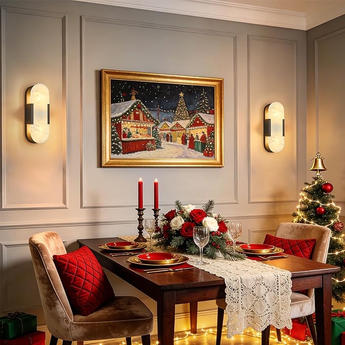 Alabaster Wall Sconces Set of Two, Modern Natural Marble Wall Sconces - Image 9