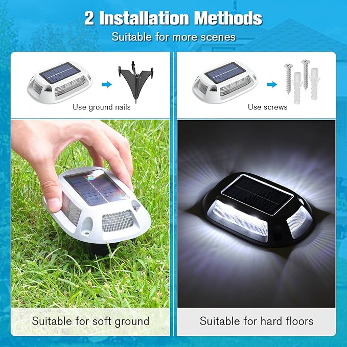 VOLISUN Solar Driveway Lights Dock Deck Lights 4 Pack, 9 Colors in 1 Led IP67 - Image 4