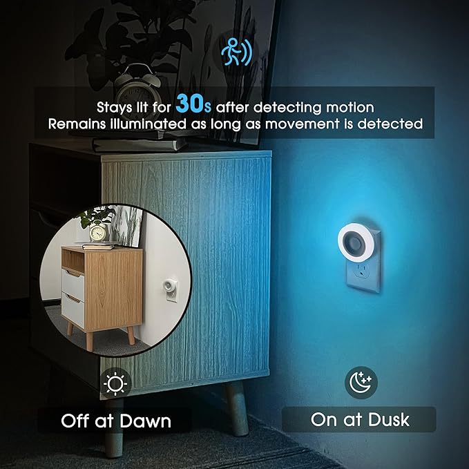 Briignite Motion Sensor Night Light Azure Blue, 2 Pack Night Lights Plug into - Image 4