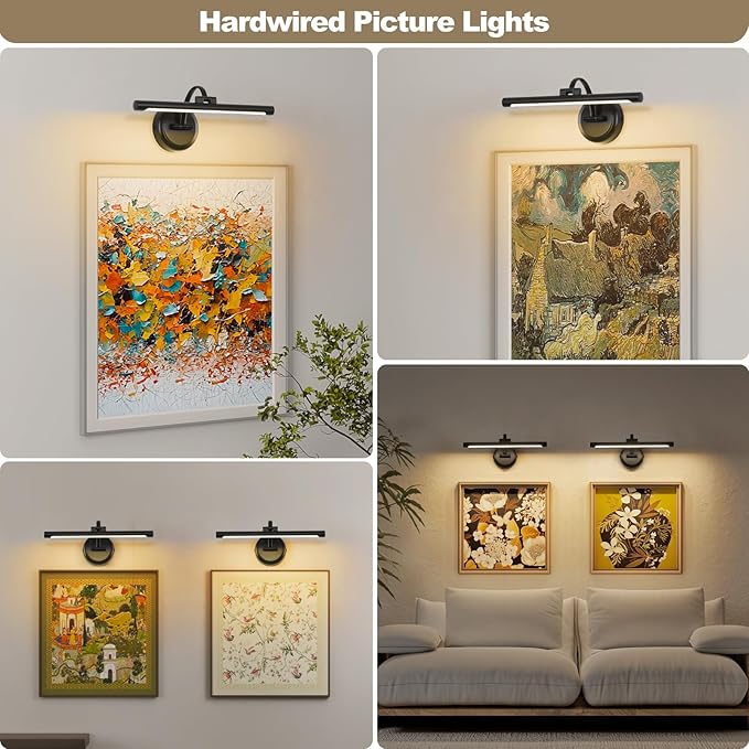 Black Picture Lights for Paintings Hardwired LED Wall Art Lighting 15.75" - Image 7