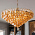 37" Extra Large Chandelier, 14-Light Gold Modern Round Chandelier by AUDOSY