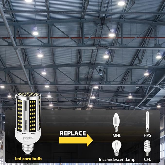 35W 6 pack LED Corn Light Bulb, Commercial Grade Daylight 5000K E26/E39 5000LM - Image 4