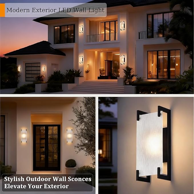 Alighting Modern Black LED Outdoor Wall Sconce – Waterproof Exterior Lighting - Image 2