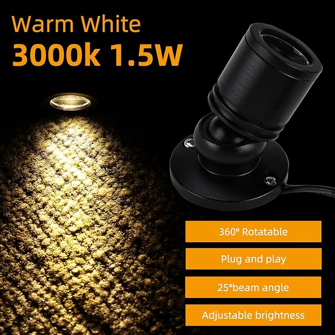 YaeCCC Dimmable LED Mini Spotlight Jewelry Showcase Display Lights Black Shell - Image 4