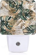 Green Gold Leaf Night Light, Tropical Palm Night Light Plug into Wall by ZTHLL