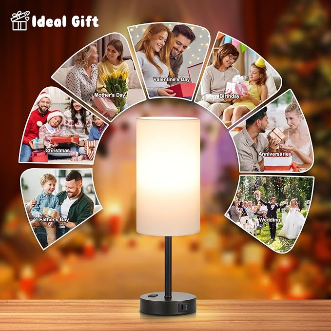 17.4inches Tall White Bedroom Lamps Set of 2-3 Way Dimmable Touch Table Lamps - Image 8