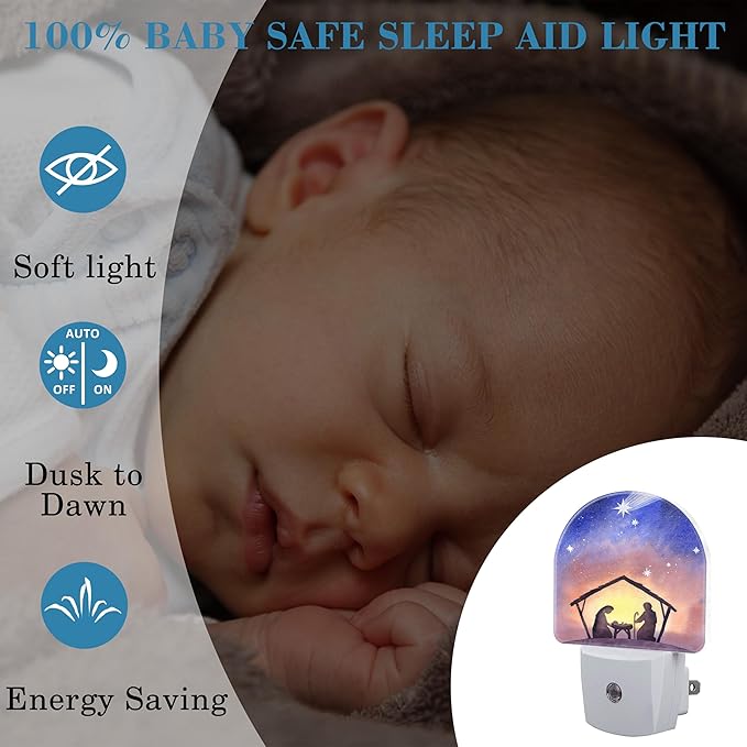 Night Light Plug into Wall Birth of Jesus in Bethlehem Night Light - Image 4