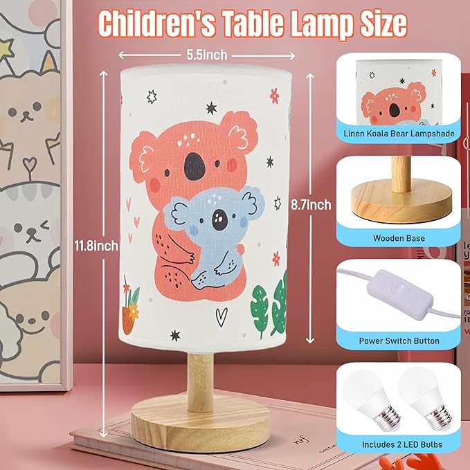Kids Table Lamp for Girls Bedroom Nightstand Lamps, Christmas Gift for - Image 5
