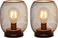 TRIROCKS Set of 2 Battery Operated Lamp LED Table Lantern, Metal Cage Cordless by TRIROCKS