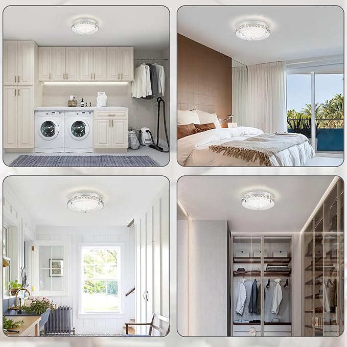 Crystal Flush Mount Ceiling Light Fixture 13.8" Hallway Lighting Fixtures - Image 4