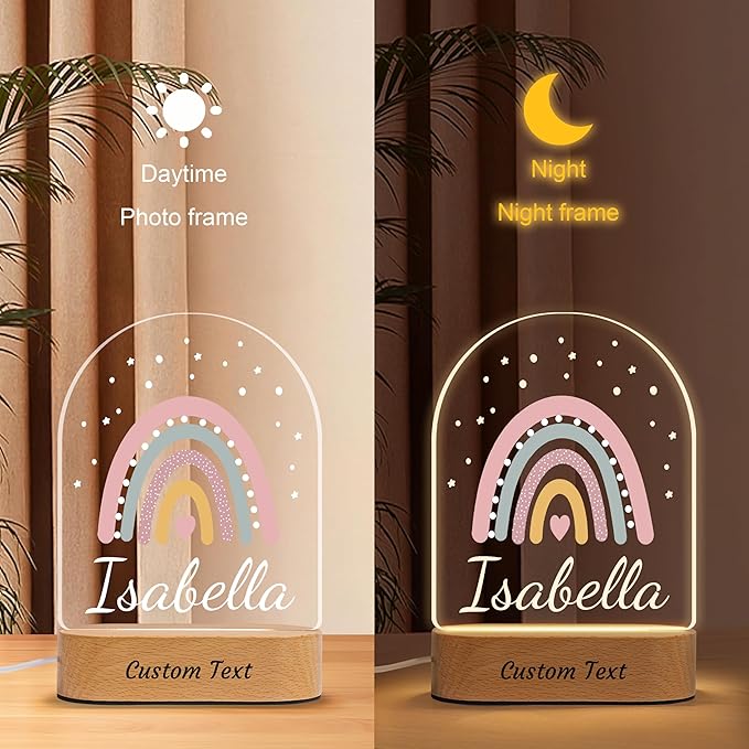 Personalized Baby Gifts Rainbow Night Light, Custom Name LED Acrylic Plaque Lamp - Image 9