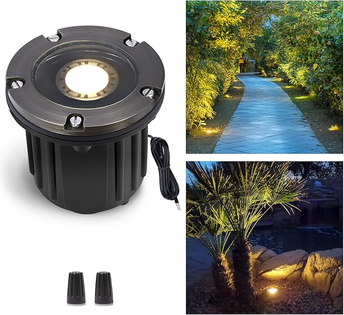 Gardenreet Brass Well Light - 12V LED In-Ground Outdoor Waterproof Landscape by Gardenreet